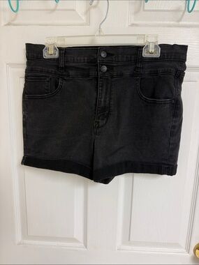 Wallflower Black Double-Button Cuffed Denim Shorts